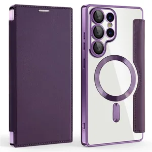 Husa MagFlip » Samsung S25 Ultra (S938), Magnet, RFID protect, Leather, Chrome Edge, Purple