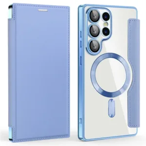 Husa MagFlip » Samsung S25 Ultra (S938), Magnet, RFID protect, Leather, Chrome Edge, Sky BLUE