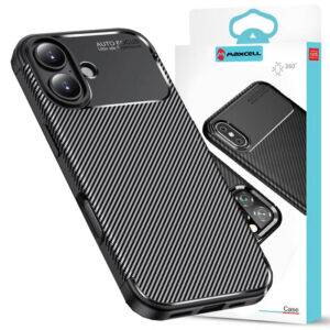 Husa AutoFocus » iPhone 17, Carbon Texture, TPU, BLACK