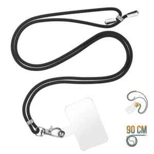 Snur pentru gat, cu agatatoare pentru telefon, Universal, Black