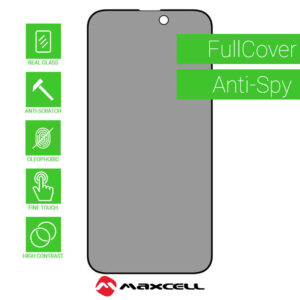 MX Privacy » Folie iPhone 17 / 16 Pro - Tempered Glass, AntiSpy, Black frame