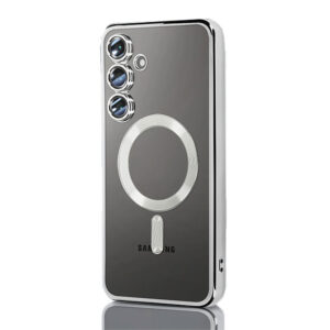 Husa Plating » Samsung A25, MagCase, TPU Clear, frame Silver