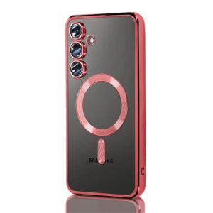 Husa Plating » Samsung S25 Ultra, MagCase, TPU Clear, frame Red