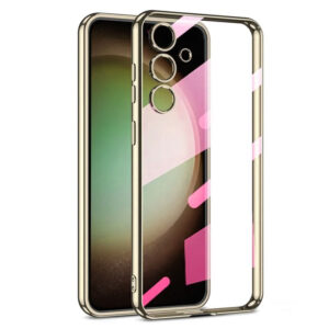 Husa Plating - Samsung S22 Plus - silicon Slim, Clear, Gold