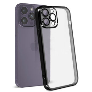 Husa Plating - iPhone 14 Pro Max - silicon Slim, Clear, Black