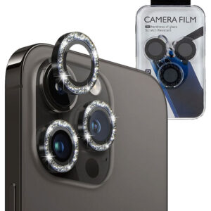 MX » Folie Camere » iPhone 15 Pro Max / 15 Pro - DIAMOND Lens KIT, Black