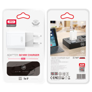 XO (L85D) - Incarcator Retea + Cablu Lightning, 18W, 1xUSB-A, QC 3.0, White