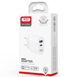 XO (L97) - Incarcator Retea, 2.4A, 1xUSB-C, 1xUSB-A, PD, QC 3.0, White
