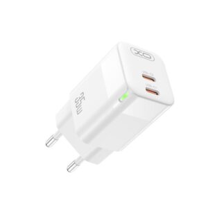 XO (CE07) - Incarcator Retea, GaN, PD35W, 2xUSB-C, White
