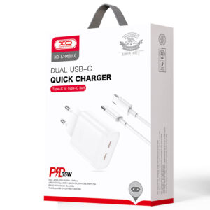 XO (L105) - Incarcator Retea + Cablu USB-C, 35W, 2xUSB-C, PD, White