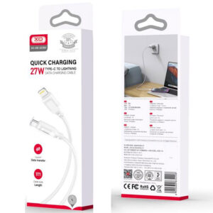 XO (NB-Q236A) - Cablu Date si Incarcare, USB-C la Lightning, PD27W, QC3.0, Braided, 1m, White