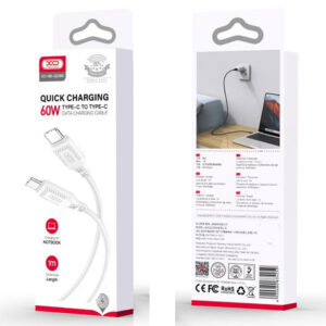 XO (NB-Q236B) - Cablu Date si Incarcare, USB-C, PD60W, QC3.0, Braided, 1m, White