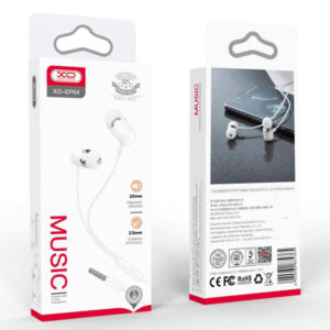 XO (EP64) - Casti cu Fir, In Ear, 3.5mm, 1.2m, Mic & Volume Key, HiFi, White