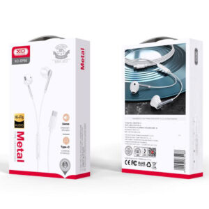 XO (EP66) - Casti cu Fir, In Ear, USB-C, 1.2m, Mic & Volume Key, HiFi, Metall, White