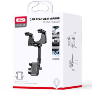 XO (C115) - Suport Auto, cu cleme laterale, montaj Oglinda Retrovizoare, MultiAngle, brat ajustabil, Black