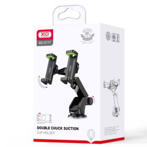 XO (C117) - Suport Auto, cu cleme laterale, montaj Bord, Dual Phone, MultiAngle, brat ajustabil, Black