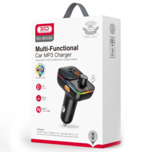 XO (BCC09) - Modulator FM | BT, 25W, 5V, 3.1A, 1xUSB-C, 1xUSB-A, PD, QC 3.0, slot TF Card, Black