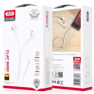 XO (EP68) - Casti cu Fir, In Ear, 3.5mm, 1.2m, Mic & Volume Key, HiFi, White