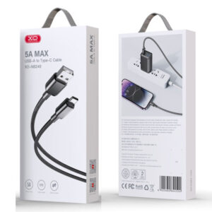 XO (NB249) - Cablu Date si Incarcare, USB-A la USB-C, 5A, Braided, 1m, Black