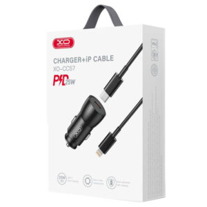 XO (CC57) - Incarcator Auto + Cablu Lightning, 25W, 1xUSB-C, PD, Metallic, Black