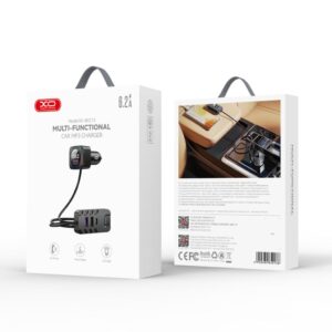 XO (BCC13) Modulator FM, BT cu cablu extensibil 1.5m, 5V, 2xUSB-C, 3xUSB-A. 3.1A, Mp3 Expansion, Black