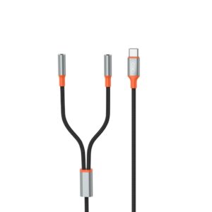 XO (NB-R269B) - Cablu Audio, USB-C la 2x Jack 3.5mm (F), 1.2m, Black