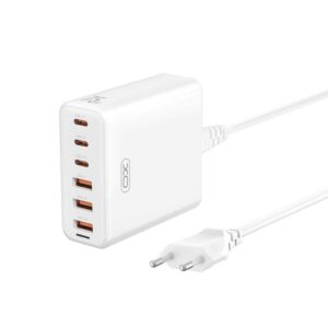 XO (L133) - Statie incarcare, GaN, PD75W, 3xUSB-C, 3xUSB-A, cablu alimentare 1.5m, White