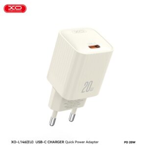 XO (L146) - Incarcator Retea, 18W, 5V, 3A, 1xUSB-C, BEIGE