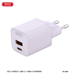 XO (L149) - Incarcator Retea, 18W, 5V, 3A, 1xUSB-C, 1xUSB-A, Purple