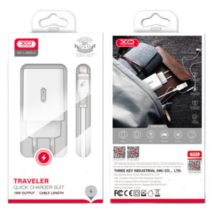 XO (L36) - Incarcator Retea + Cablu Lightning, 18W, 1xUSB-A, QC 3.0, White