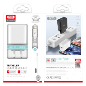 XO (L63) - Incarcator Retea + Cablu Lightning, 15W, 1xUSB-A, QC 3.0, White