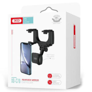 XO (C70) - Suport Auto, cu cleme laterale, montaj Oglinda Retrovizoare, MultiAngle, brat telescopic, Black