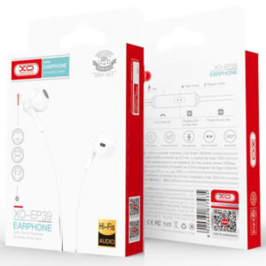 XO (EP39) - Casti cu Fir, In Ear, 3.5mm, 1.2m, Mic & Volume Key, HiFi, White