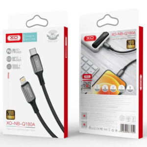 XO (NB-Q180A) - Cablu Date si Incarcare, USB-C la Lightning, PD20W, QC3.0, Metall Braided, 1m, Black
