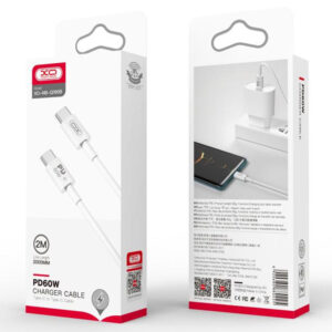 XO (NB-Q190B) - Cablu Date si Incarcare, USB-C, PD60W, QC3.0, 2m, White