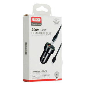 XO (CC32) - Incarcator Auto + Cablu USB-C, 20W, 1xUSB-C, 1xUSB-A, PD, QC 3.0, Black