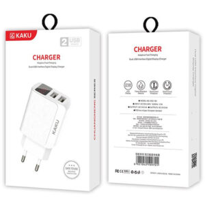 Kaku (KSC-180) - Incarcator Retea, 5V, 2.4A, 2xUSB-A, QC 3.0, Power LED, White