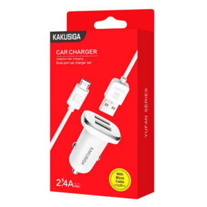 Kaku (KSC-318) - Incarcator Auto + Cablu MicroUSB, 18W, 2.4A, 2xUSB-A, QC 3.0, White