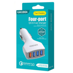 Kaku (KSC-484) - Incarcator Auto, 20W, 4xUSB-A, QC 3.0, White