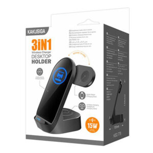 Kaku (KSC-778) - Incarcator Wireless, 3 in 1, 15W, Qi Charging, Desktop Stand, Black