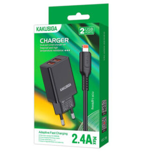 Kaku (KSC-788) - Incarcator Retea + Cablu Lightning, 18W, 2.4A, 2xUSB-A, QC 3.0, Black