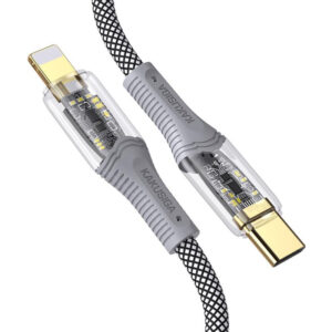 Kaku (KSC-809) - Cablu Date si Incarcare, USB-C la Lightning, PD20W, QC3.0, Braided, LED Power, 1m, Black
