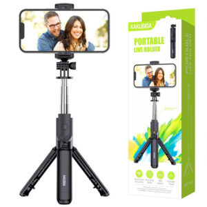 Kaku (KSC-1143) Suport Stand, tip Selfie, pentru telefon, cu Trepied, Telescopic, Aluminiu, telecomanda BT, Black