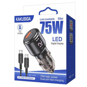 Kaku (KSC-1174) Incarcator Auto + Cablu USB-C, 75W, 1xUSB-C, 1xUSB-A, PD, QC 3.0, LED Power, Black