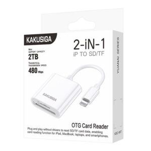 Kaku (KSC-907) - Cititor de carduri, conector Lightning, SD/TF, 2-in-1, 480Mbps, White
