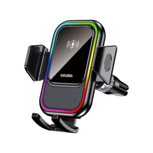 Kaku (KSC-1184) - Suport Auto, Wireless cu incarcare Wireless, 15W, fixare dubla, montaj Ventilatie, cleme laterale, AutoGravity, 360°, Black