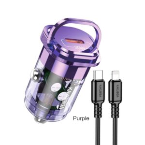Kaku (KSC-1190) - Incarcator Auto + Cablu Lightning, 1m, PD30W, 1xUSB-C, Purple