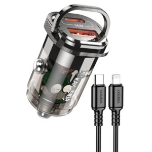 Kaku (KSC-1193) - Incarcator Auto + Cablu Lightning, 1m, PD36W, 1xUSB-C, 1xUSB-A, Black