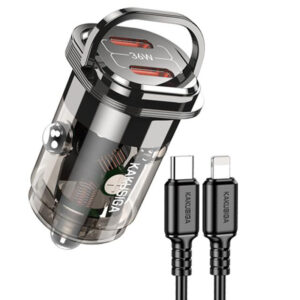 Kaku (KSC-1195) - Incarcator Auto + Cablu Lightning, 1m, PD36W, 2xUSB-C, Black