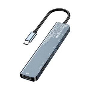 Kaku (KSC-1413) - Hub USB, Date si Incarcare, USB-C la HDMI, SD Reader, 7 in 1, GRAY